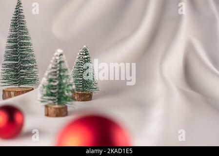 New year decoration with christmas ornaments on soft white background Stock Photo