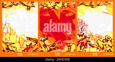 Colorful Abstract Urban Graffiti Style A4 Poster Vector Illustration Background Stock Vector