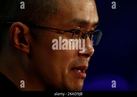 Binance CEO Changpeng Zhao speaks during a news conference at the Web Summit, Europe's largest technology conference, in Lisbon, Portugal, November 2, 2022. REUTERS/Pedro Nunes