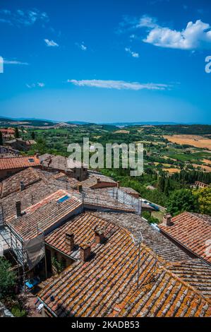 Montepulciano and the Val D'Orcia. Magical Tuscany. Stock Photo