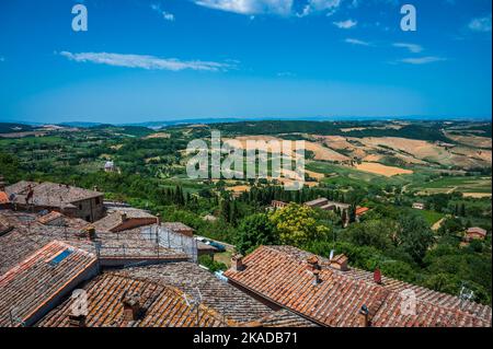 Montepulciano and the Val D'Orcia. Magical Tuscany. Stock Photo