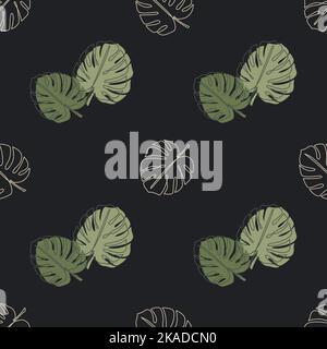 Monstera tropical leaves seamless pattern Stock Vector