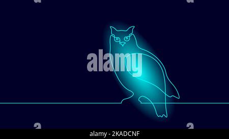 Online education owl one line graduation concept. E-learning training skill courses. Certificate student diploma sketch continuous line banner Stock Vector