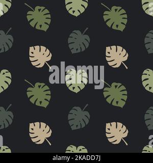 Monstera tropical leaves seamless pattern Stock Vector