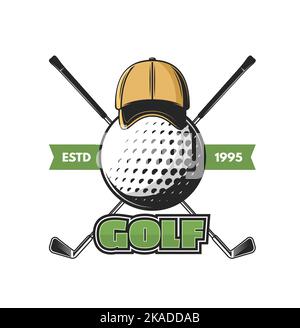 Golf Icon Crossed Golf Clubs Or Sticks With Ball On Tee Vector