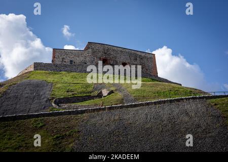 Vilnius, Lithuania - September 26, 2022:  Gediminas tower on the hill. Remaining part of the medieval Upper Castle. Stock Photo