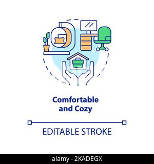 Comfortable and cozy workplace concept icon Stock Vector