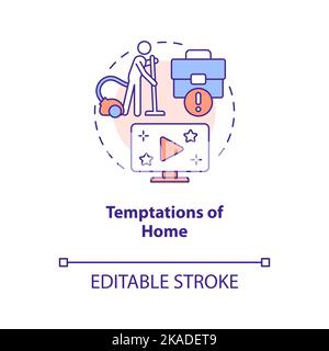 Temptations of home office concept icon Stock Vector