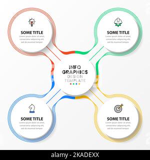 Infographic template with icons and 4 options or steps. Circle. Can be used for workflow layout, diagram, banner, webdesign. Vector illustration Stock Vector