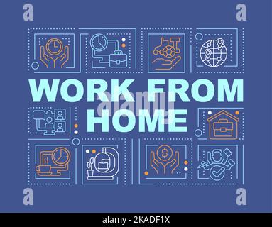 Work from home word concepts dark blue banner Stock Vector