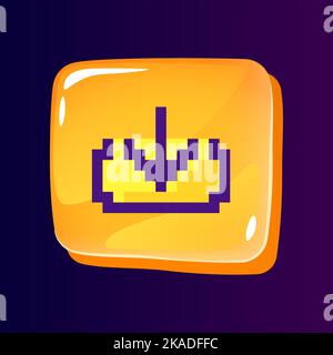 Download files glossy ui button with pixelated color icon Stock Vector