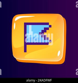 Tag sign glossy ui button with pixelated color icon Stock Vector
