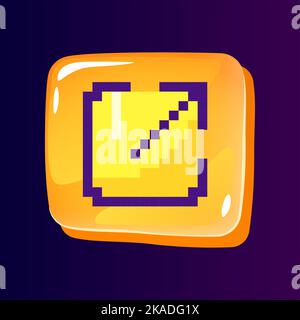 Size expand glossy ui button with pixelated color icon Stock Vector
