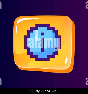 Informational service glossy ui button with pixelated color icon Stock Vector