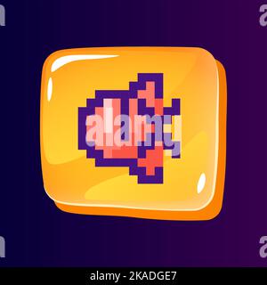 Turn off signals glossy ui button with pixelated color icon Stock Vector