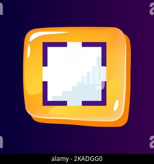 Full screen mode glossy ui button with pixelated color icon Stock Vector