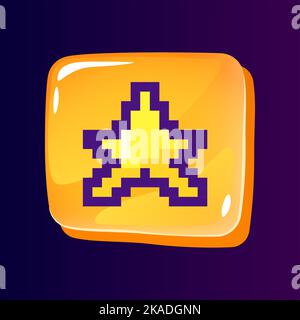 Star glossy ui button with pixelated color icon Stock Vector
