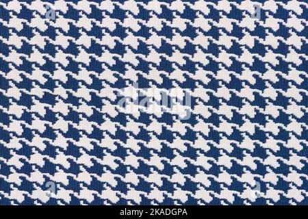 Houndstooth fabric pattern repeat blue white Stock Photo