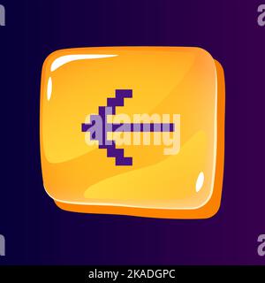 Pointer to left side glossy ui button with pixelated color icon Stock Vector