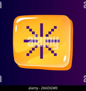 Wait for loading glossy ui button with pixelated color icon Stock Vector