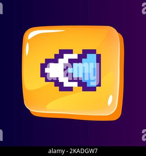 Player control glossy ui button with pixelated color icon Stock Vector