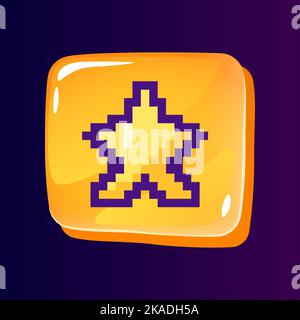 Rate mark glossy ui button with pixelated color icon Stock Vector