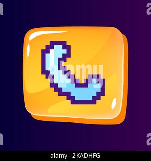 Handset glossy ui button with pixelated color icon Stock Vector