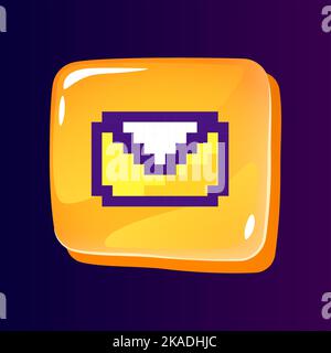 Envelope glossy ui button with pixelated color icon Stock Vector