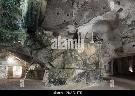 The Troglodyte Caves in the Village of Souzay-Champigny near Saumur, Loire, France Stock Photo