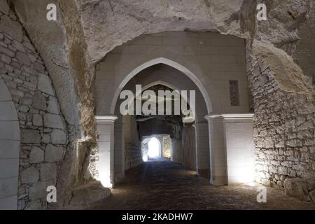 The Troglodyte Caves in the Village of Souzay-Champigny near Saumur, Loire, France Stock Photo