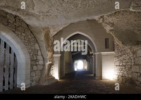 The Troglodyte Caves in the Village of Souzay-Champigny near Saumur, Loire, France Stock Photo