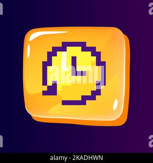 Timer update glossy ui button with pixelated color icon Stock Vector