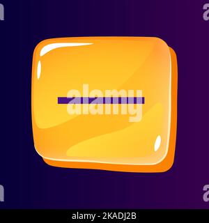 Minus sign glossy ui button with pixelated color icon Stock Vector