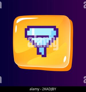 Funnel glossy ui button with pixelated color icon Stock Vector