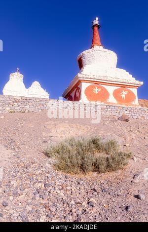 Stupas near Matho Monastery, Ladakh, India Stock Photo