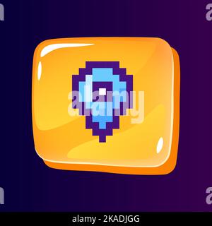 Location mark glossy ui button with pixelated color icon Stock Vector