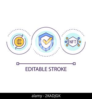 Secure operations with NFT loop concept icon Stock Vector