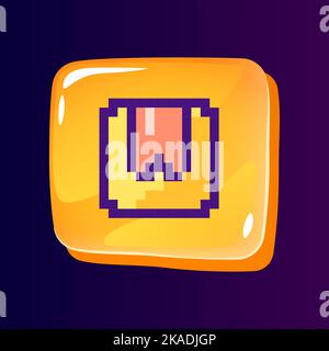 Parcel glossy ui button with pixelated color icon Stock Vector