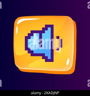 Low sound glossy ui button with pixelated color icon Stock Vector
