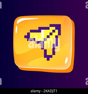 Send message glossy ui button with pixelated color icon Stock Vector