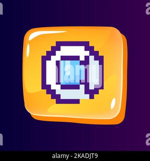 At sign glossy ui button with pixelated color icon Stock Vector
