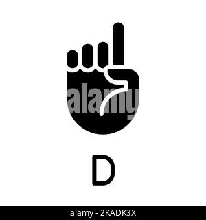 Signing letter D in ASL black glyph icon Stock Vector