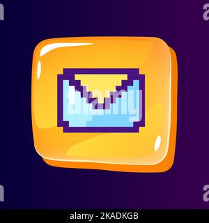 Letter glossy ui button with pixelated color icon Stock Vector