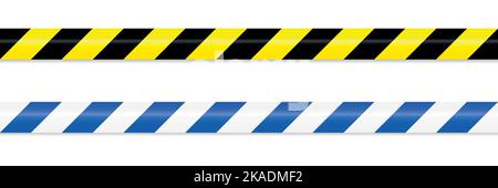warning tape blue white and yellow black Stock Vector