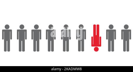 one red individaul person between other pictogram Stock Vector