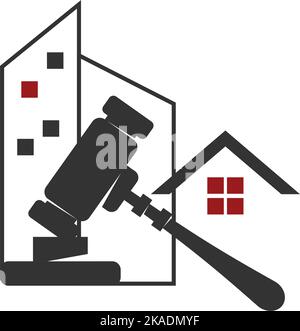 Auction hammer logo Icon Illustration Brand Identity Stock Vector