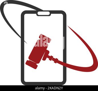 Auction hammer logo Icon Illustration Brand Identity Stock Vector