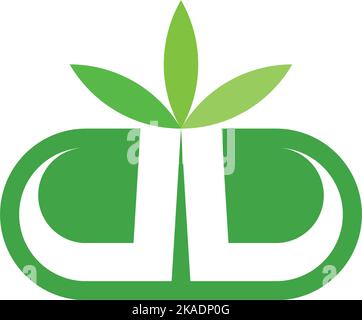 bio herbal pill capsule organic logo icon vector Stock Vector