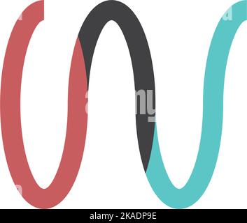 copper wire cable logo letter w icon vector Stock Vector