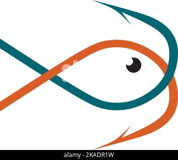 fish hook icon logo vector design element Stock Vector